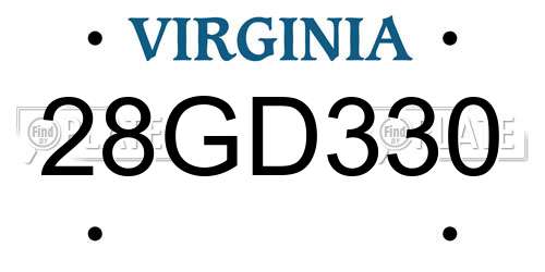 28GD330 Virginia License Plate