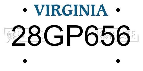 28GP656 Virginia License Plate