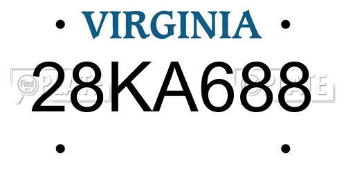 28KA688 Virginia License Plate
