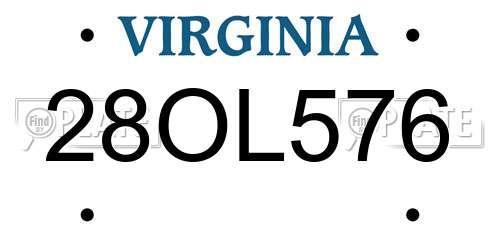 28OL576 Virginia License Plate