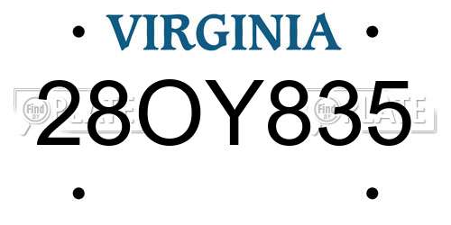 28OY835 Virginia License Plate