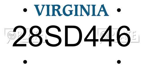 28SD446 Virginia License Plate