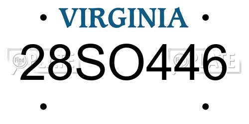 28SO446 Virginia License Plate
