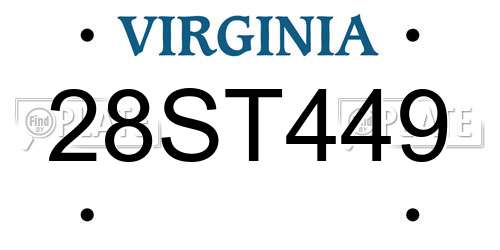 28ST449 Virginia License Plate