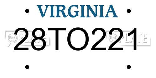 28TO221 Virginia License Plate