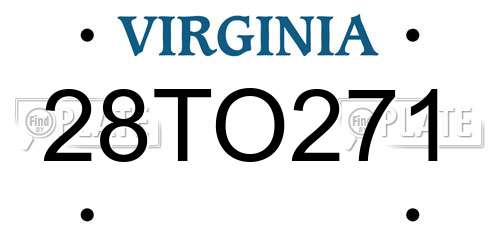 28TO271 Virginia License Plate