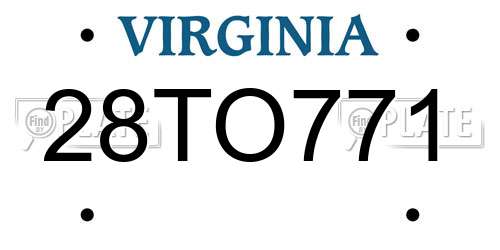 28TO771 Virginia License Plate