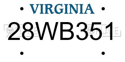 28WB351 Virginia License Plate