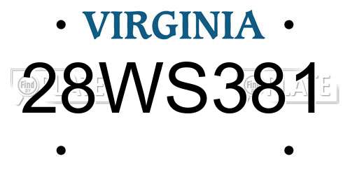 28WS381 Virginia License Plate