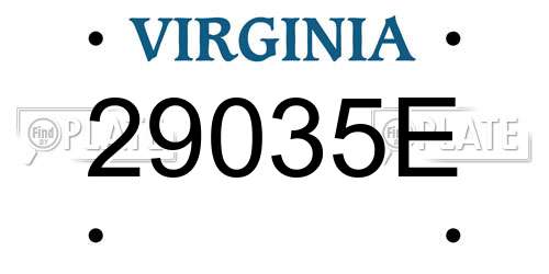 29035E Virginia License Plate