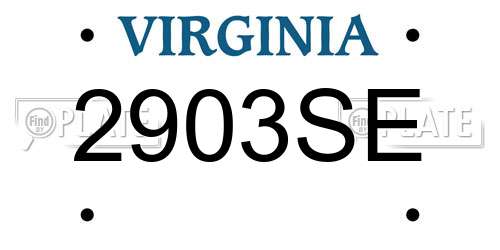 2903SE Virginia License Plate