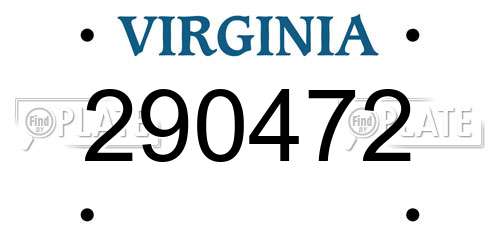 290472 Virginia License Plate