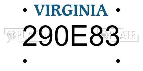 290E83 Virginia License Plate