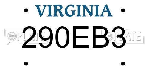 290EB3 Virginia License Plate