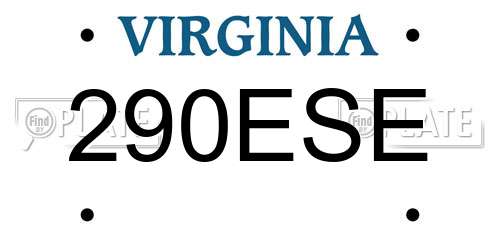 290ESE Virginia License Plate