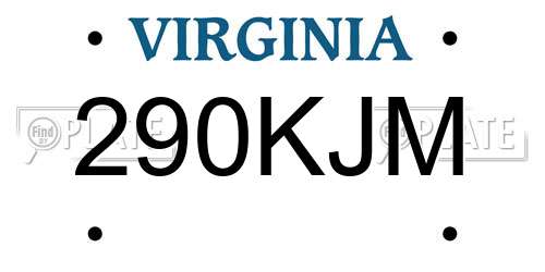 290KJM Virginia License Plate