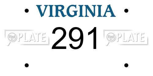 291 Virginia License Plate