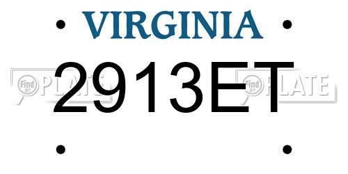 2913ET Virginia License Plate