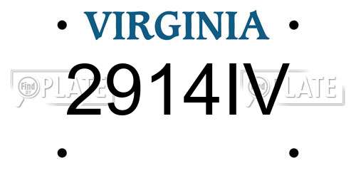 2914IV Virginia License Plate