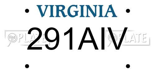 291AIV Virginia License Plate