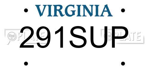 291SUP Virginia License Plate