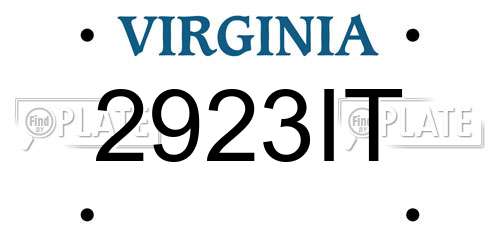 2923IT Virginia License Plate