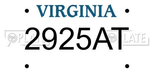 2925AT Virginia License Plate