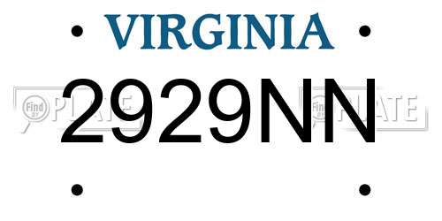 2929NN Virginia License Plate