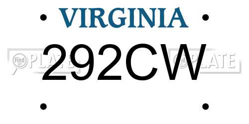 292CW Virginia License Plate