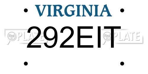 292EIT Virginia License Plate