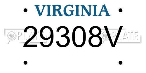 29308V Virginia License Plate