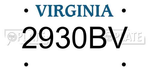 2930BV Virginia License Plate
