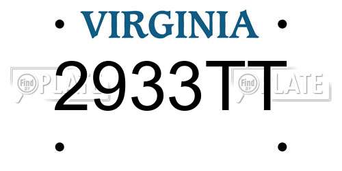 2933TT Virginia License Plate