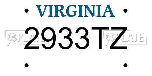 2933TZ Virginia License Plate