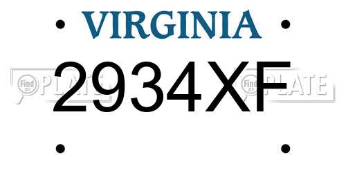 2934XF Virginia License Plate