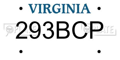 293BCP Virginia License Plate
