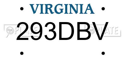 293DBV Virginia License Plate