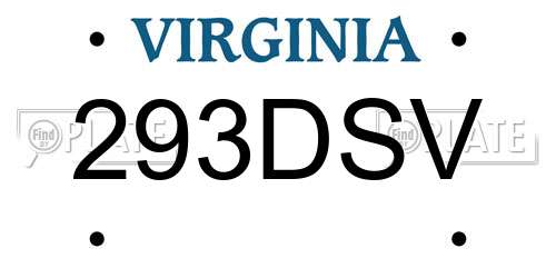 293DSV Virginia License Plate
