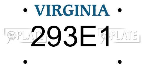 293E1 Virginia License Plate