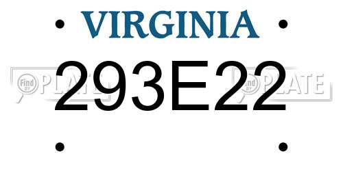 293E22 Virginia License Plate