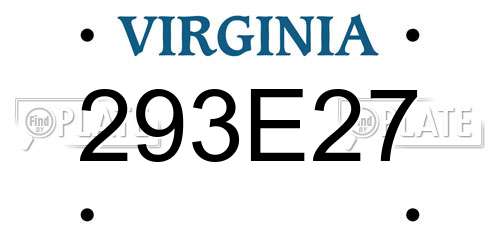 293E27 Virginia License Plate