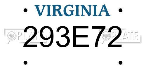 293E72 Virginia License Plate