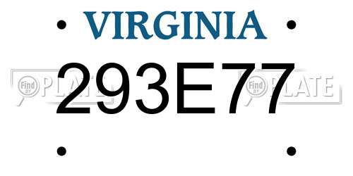 293E77 Virginia License Plate
