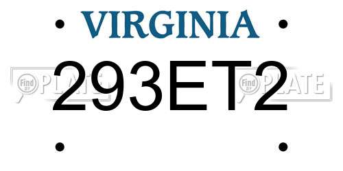 293ET2 Virginia License Plate