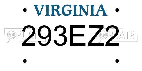 293EZ2 Virginia License Plate