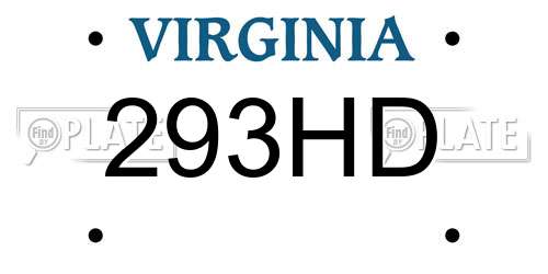 293HD Virginia License Plate