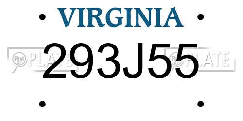293J55 Virginia License Plate