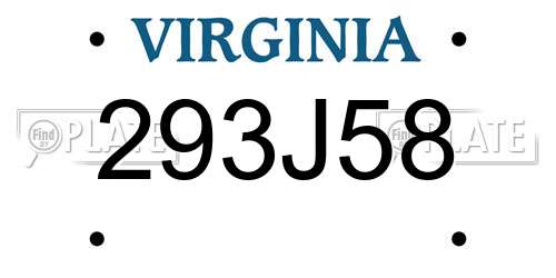 293J58 Virginia License Plate