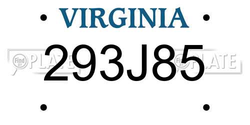 293J85 Virginia License Plate