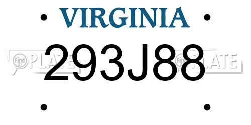 293J88 Virginia License Plate